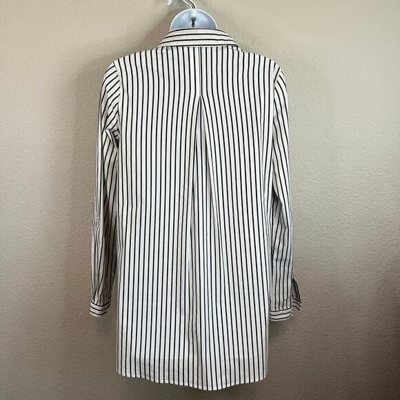 Melissa Nepton Nea Tunic Top Women's XS Gray Stripe Button Down Roll Tab Sleeve - Picture 7 of 7